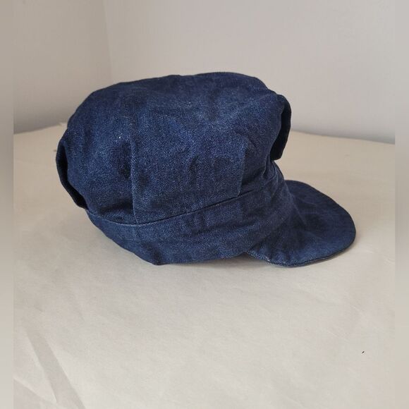 Denim Conductor Hat Dark Wash Handmade Cotton Y2K Grunge 90s Newsboys - Picture 4 of 6